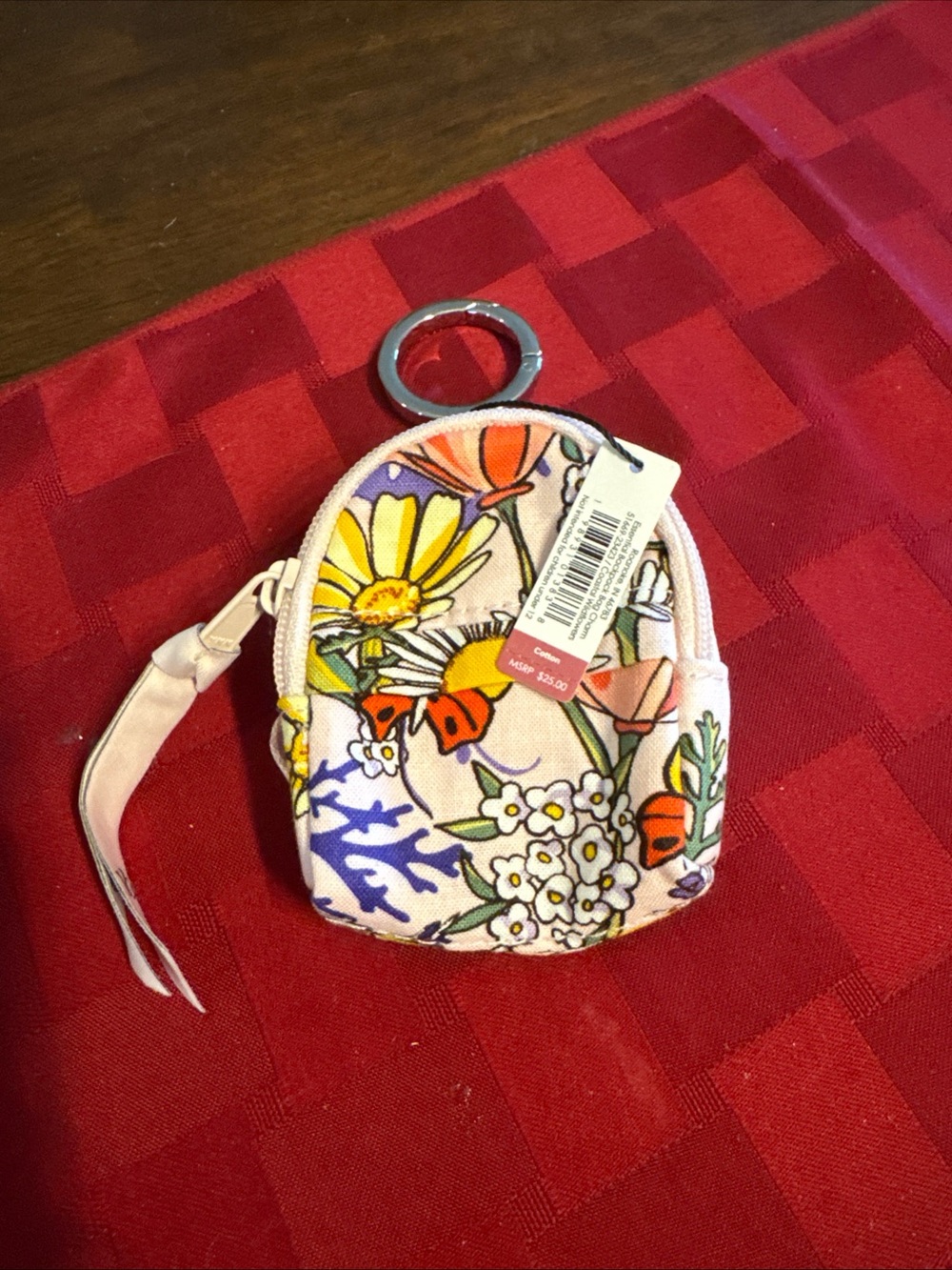 Floral Mini Coin Pouch Keychain - Pink